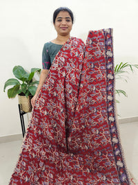 Cotton Kalamkari Saree - Red with Purple