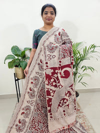 Cotton Kalamkari Saree - Red with Cream