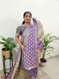 Soft Semi Tussar Weaving with Soft Zari Border - Lavender