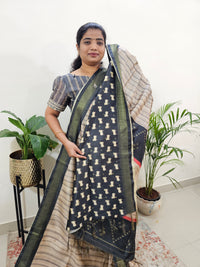 Soft Semi Tussar Weaving with Soft Zari Border - Grey
