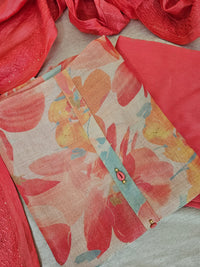 Linen Tissue Unstitched Salwar Suit  - Peach