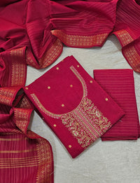 Cotton with Weaving Butti  - Pink