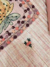 Linen Embrodry Unstitched Salwar - Onion Pink