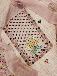 Linen Embrodry Unstitched Salwar - Onion Pink