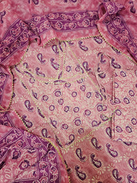 Cotton Unstitched Salwar - Pink with Lavender