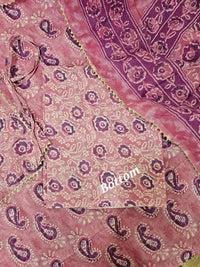 Cotton Unstitched Salwar - Pink with Lavender