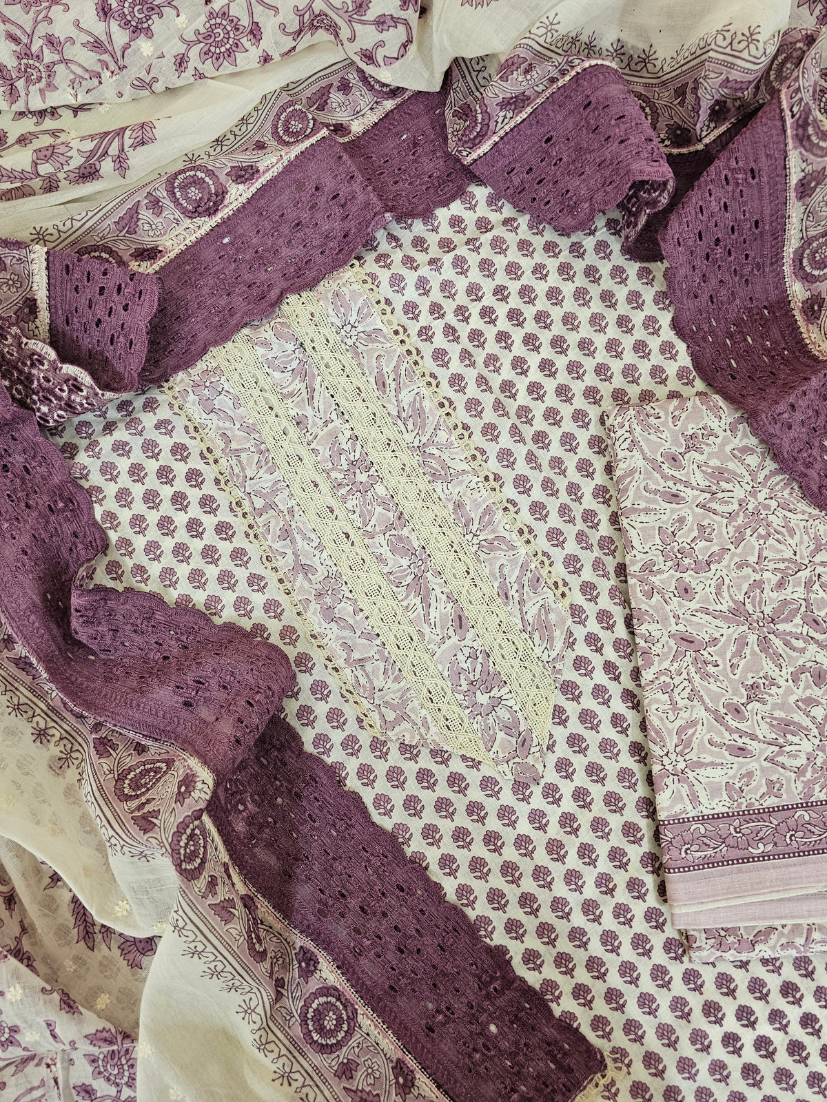 Cotton Unstitched Salwar - Purple