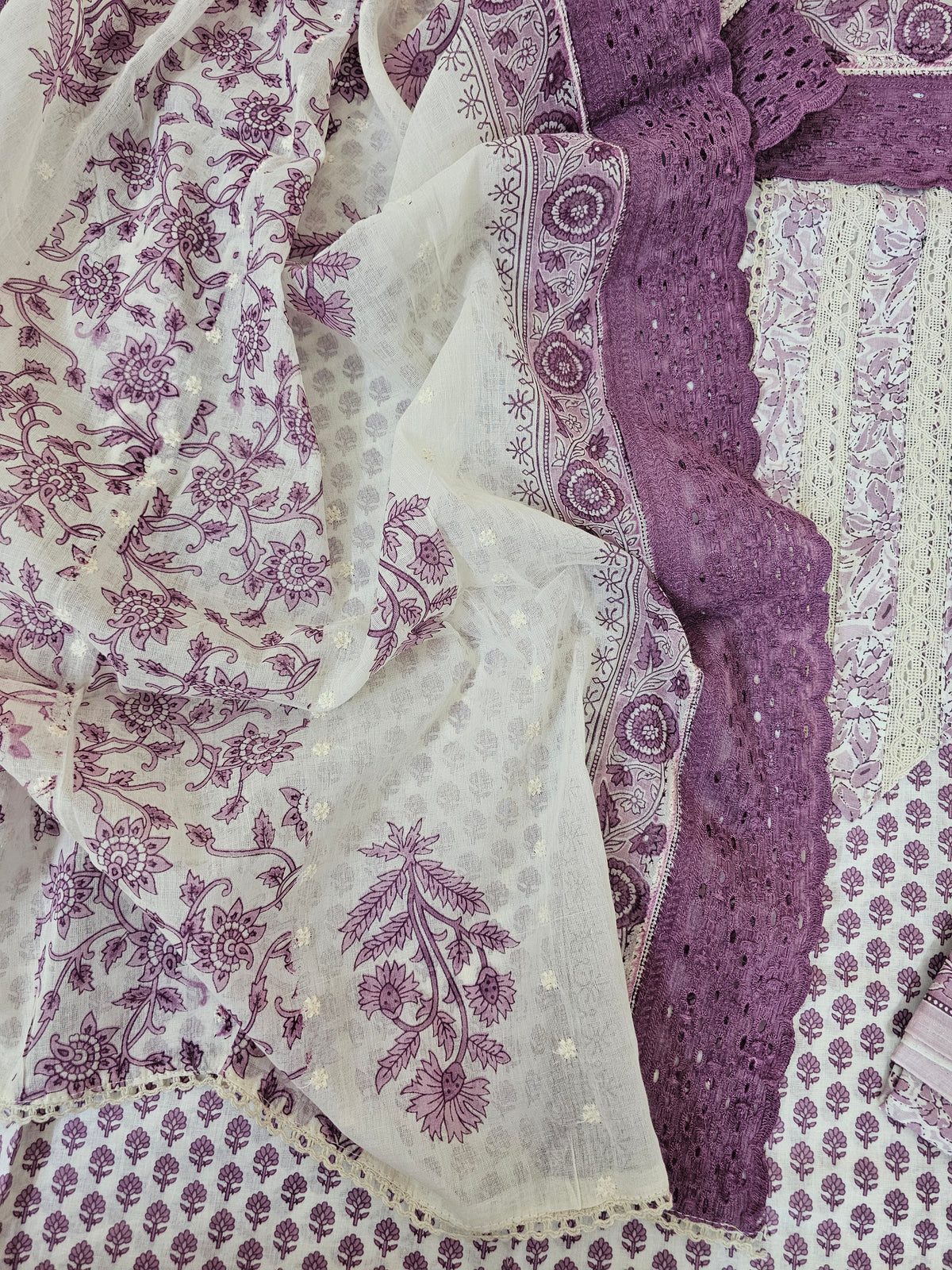 Cotton Unstitched Salwar - Purple