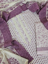 Cotton Unstitched Salwar - Purple