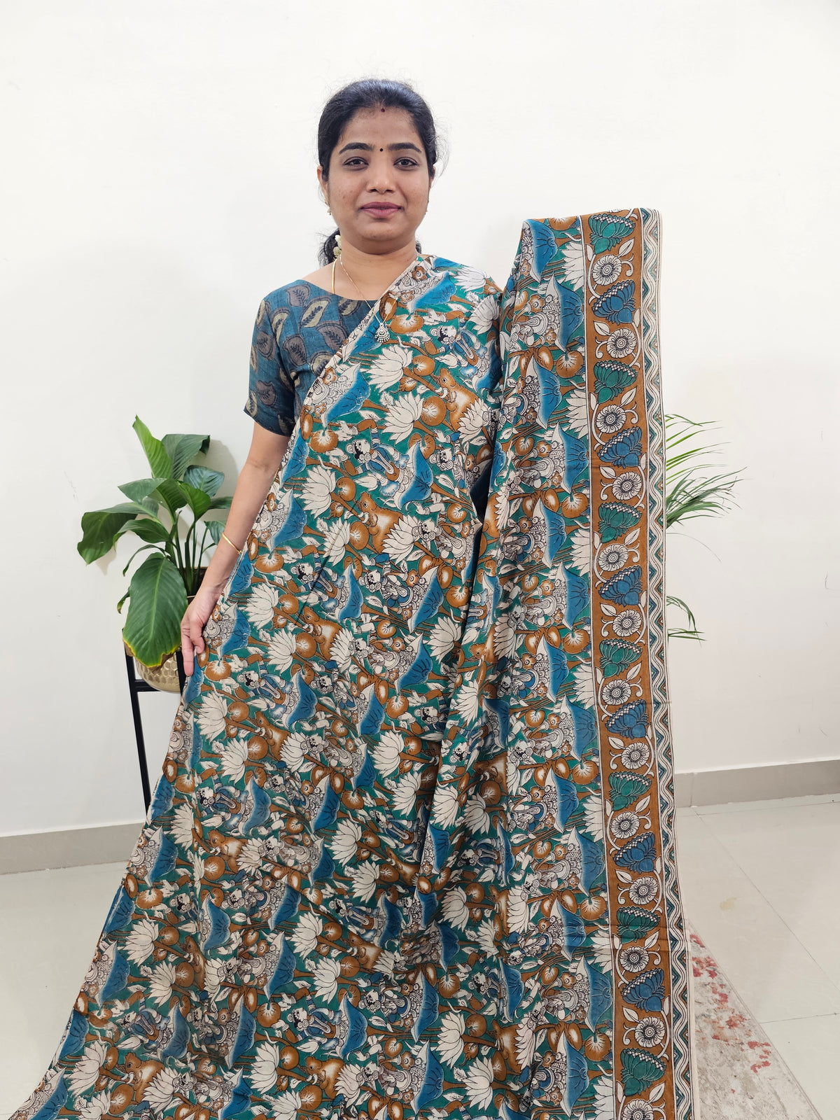 Cotton Kalamkari Saree - Green