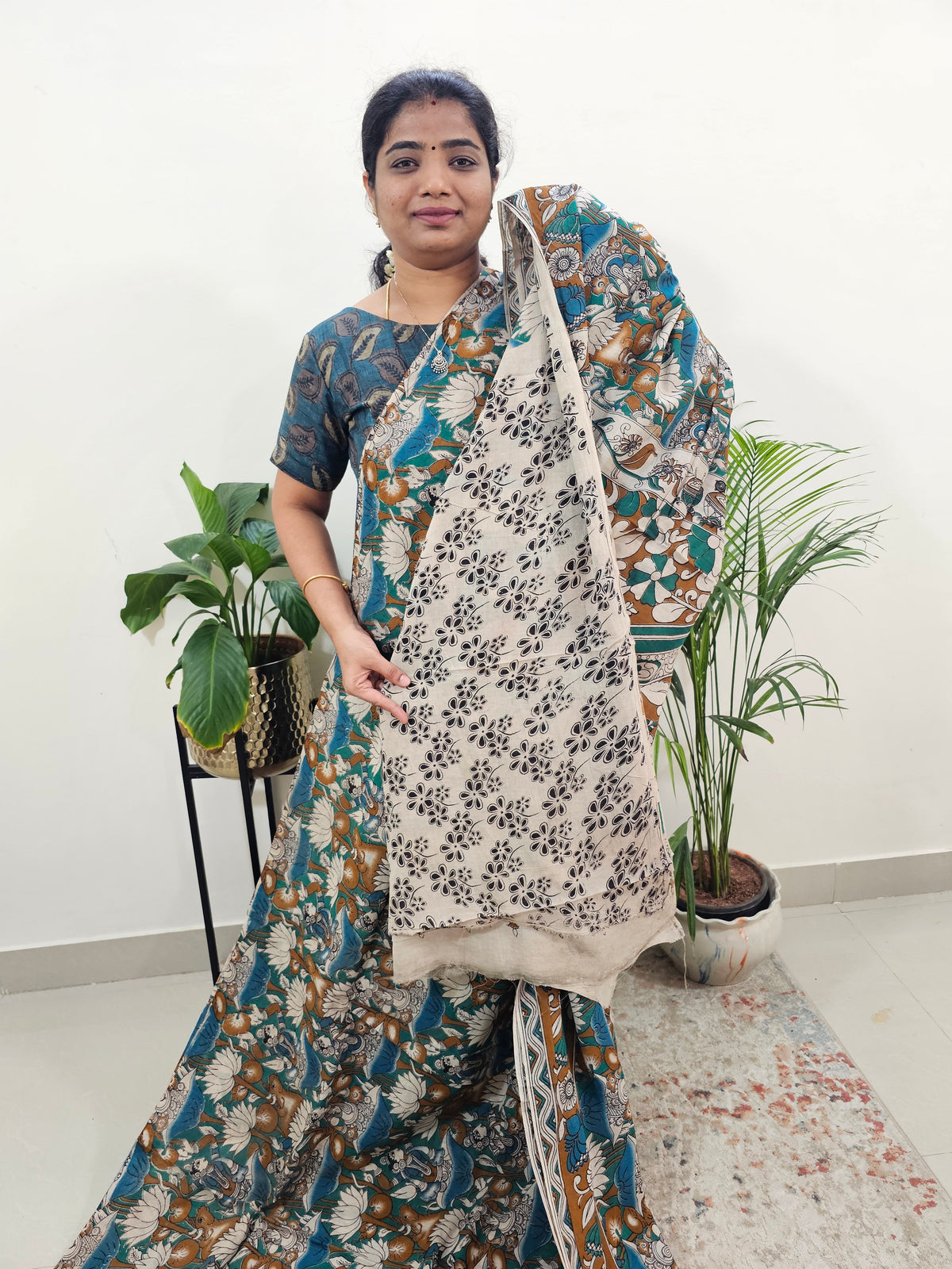 Cotton Kalamkari Saree - Green