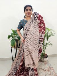 Cotton Kalamkari Saree - Maroon With Black