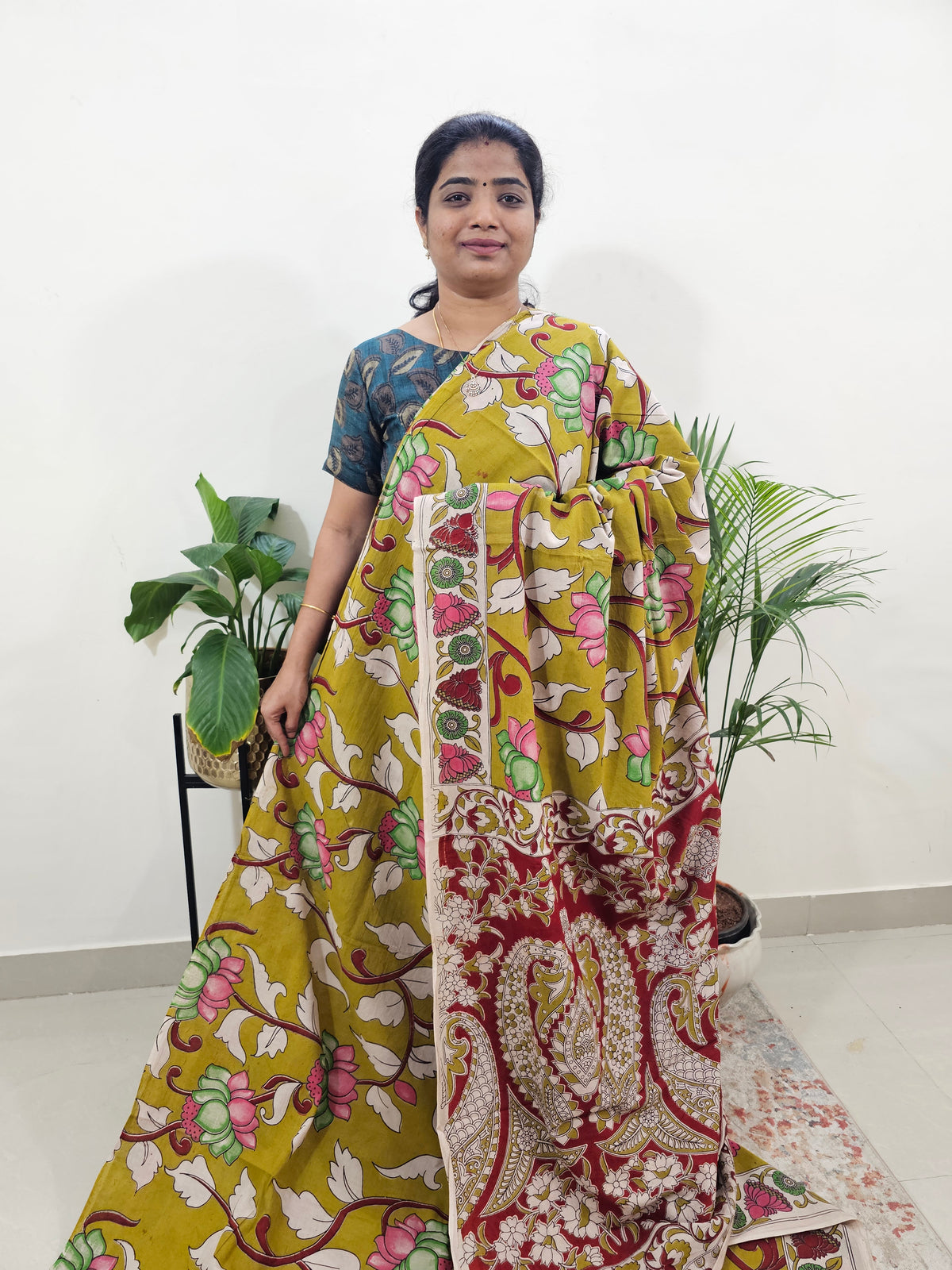 Cotton Kalamkari Saree - Green