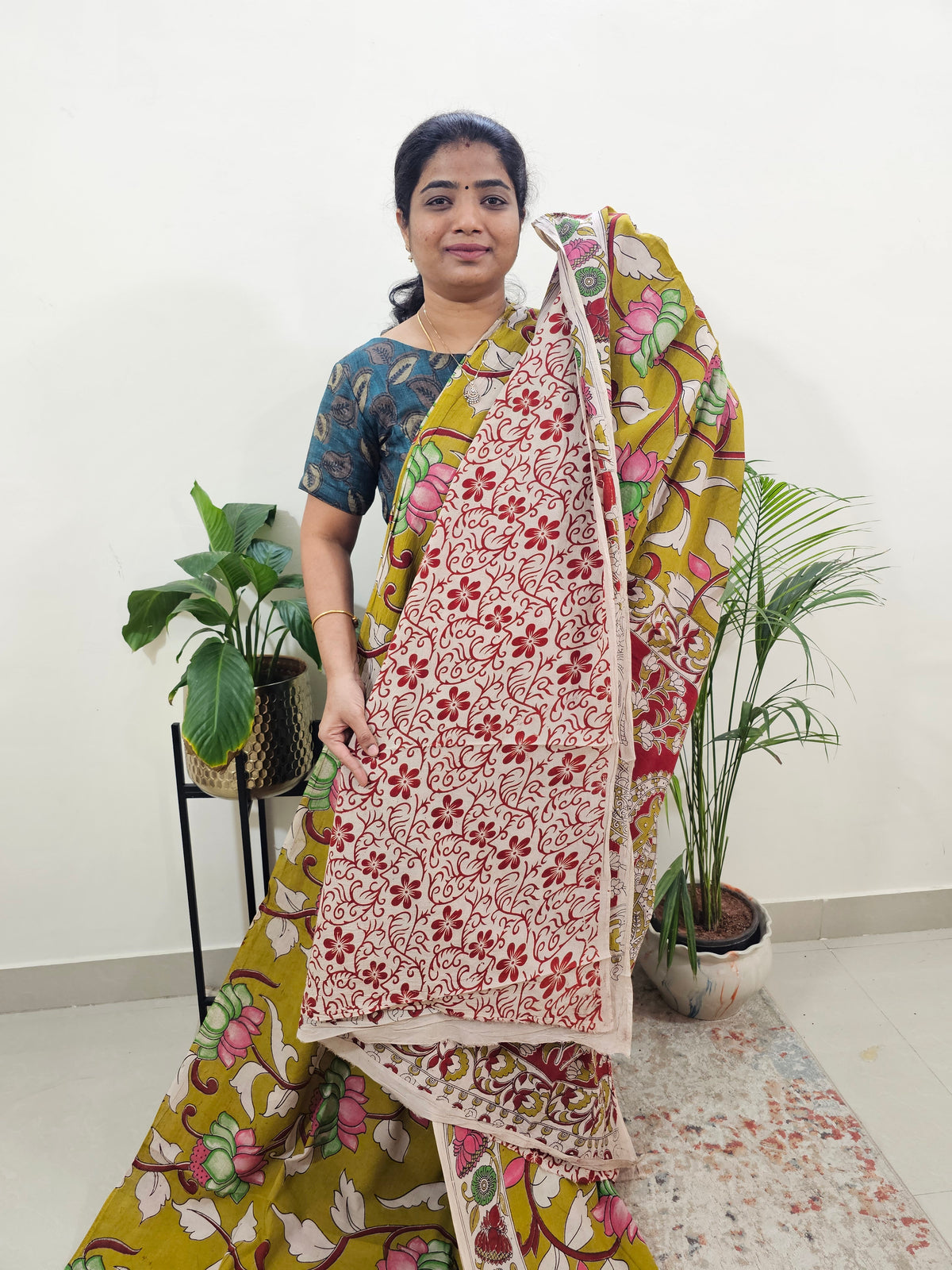 Cotton Kalamkari Saree - Green