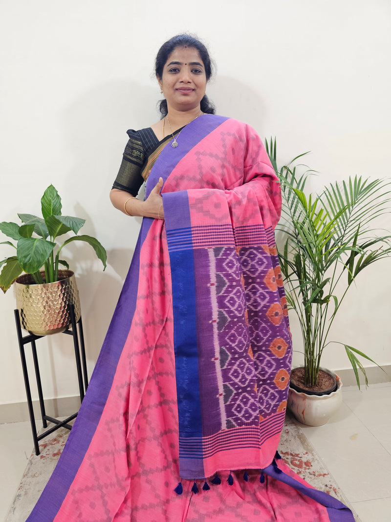Soft Cotton Saree - Pink