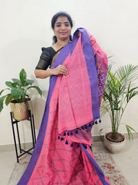 Soft Cotton Saree - Pink