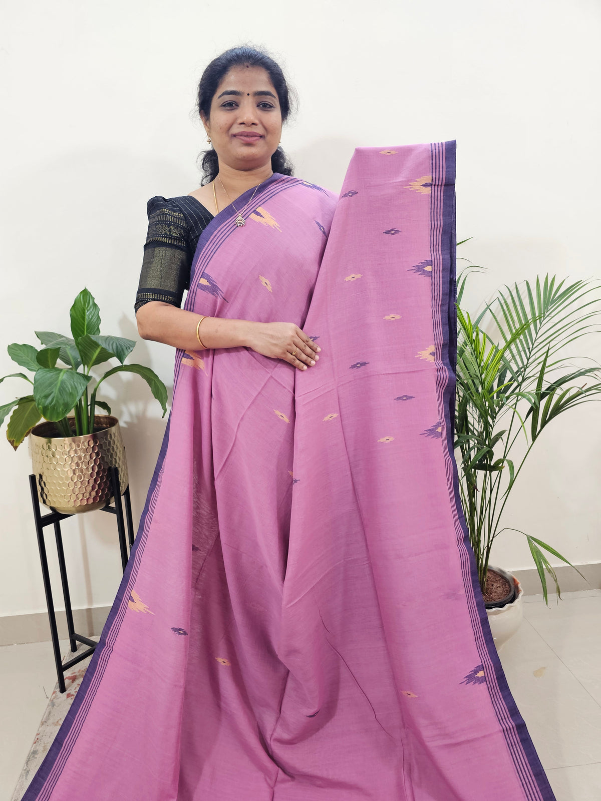 Soft Cotton Sarees - Onion Pink