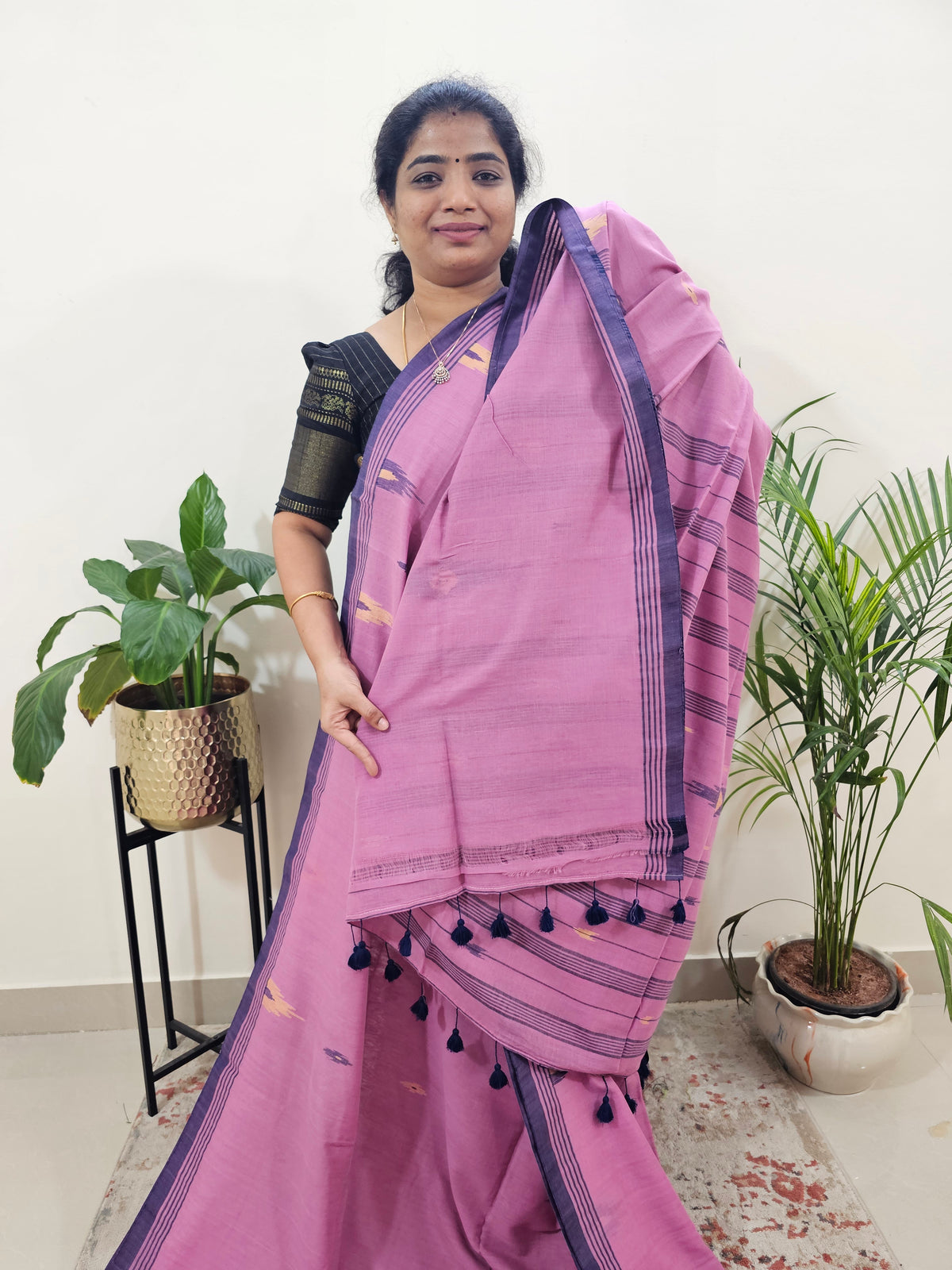 Soft Cotton Sarees - Onion Pink