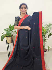 Soft Cotton Sarees -  Black With Red