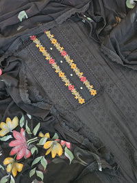 Cotton Hakoba with Hand Brushed Duppata - Black