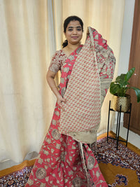 Cotton Kalamkari Saree - Peach
