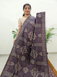 Bhagalpuri Batik Print - Brown with Honey Brown