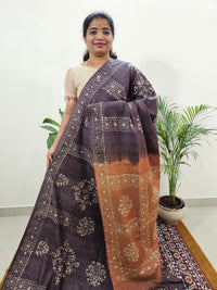 Bhagalpuri Batik Print - Brown with Honey Brown