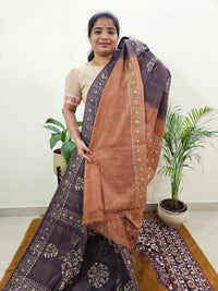Bhagalpuri Batik Print - Brown with Honey Brown