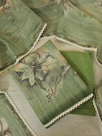 Linen by Tissue Unstitched Salwar -  Green