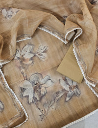 Linen by Tissue Unstitched Salwar -  Mahendi Green