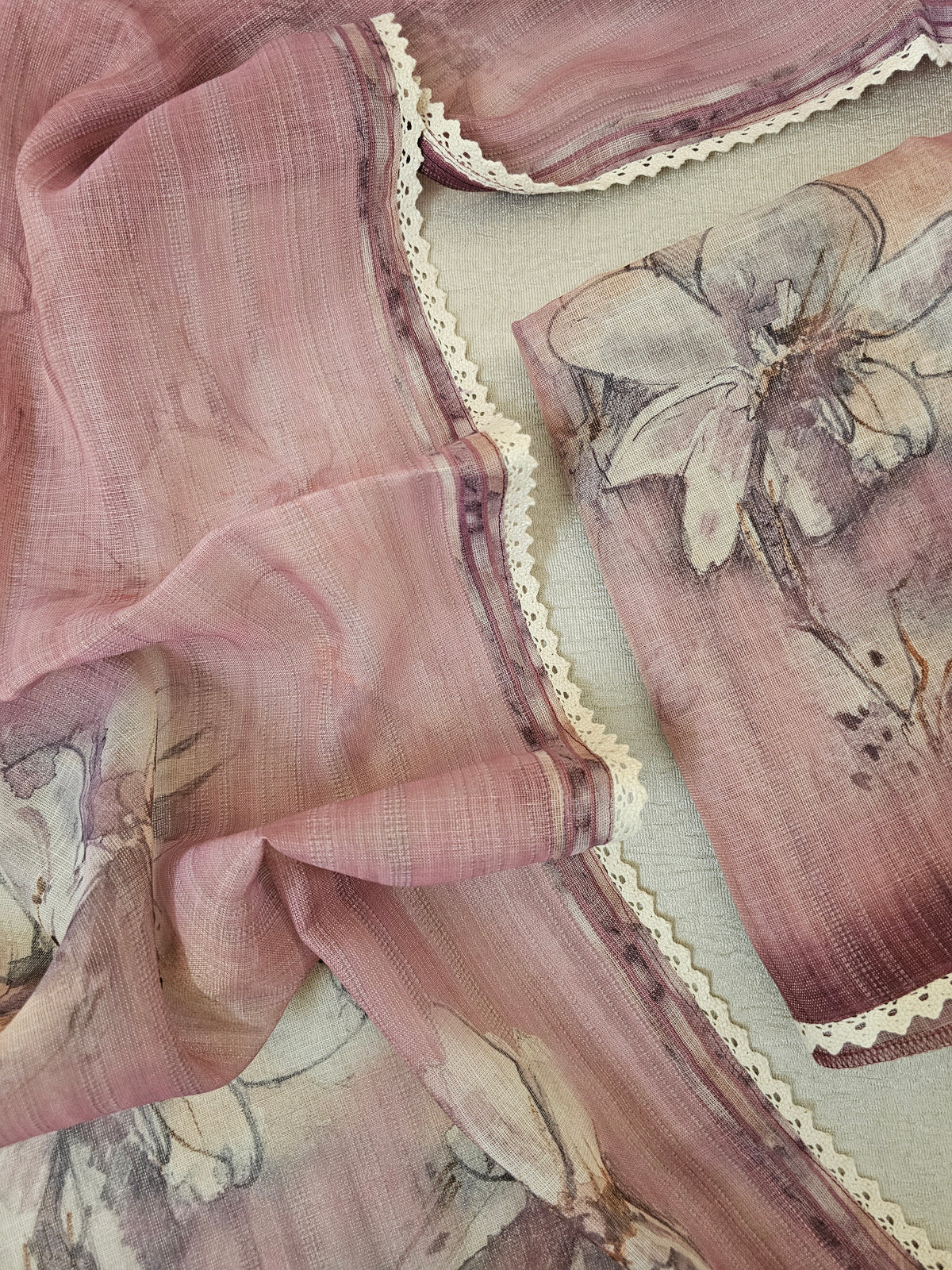 Linen by Tissue Unstitched Salwar -  Onion Pink