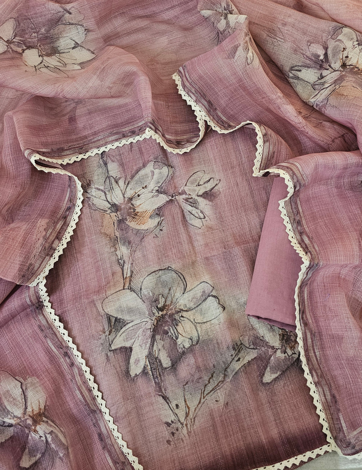 Linen by Tissue Unstitched Salwar -  Onion Pink