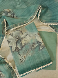 Linen by Tissue Unstitched Salwar -  Sea Green