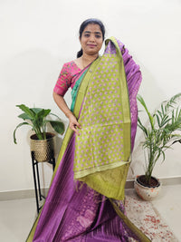 𝐏𝐫𝐞𝐛𝐨𝐨𝐤𝐢𝐧𝐠 𝐀𝐯𝐚𝐢𝐥𝐚𝐛𝐥𝐞 𝟐𝟎 𝐃𝐚𝐲𝐬 𝐃𝐢𝐬𝐩𝐚𝐭𝐜𝐡 𝐓𝐢𝐦𝐞 Soft Semi Tussar Weaving with Pichwai Border - Purple with Green
