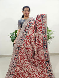 Cotton Kalamkari Saree - Red with Black