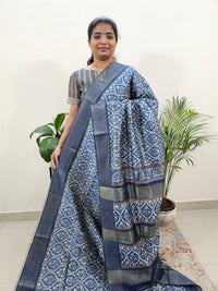 Semi Ghicha Digital Printed Saree - Blue
