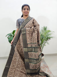 Semi Ghicha Digital Printed Saree - Dark Green