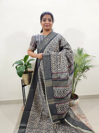 Semi Ghicha Digital Printed Saree -Grey