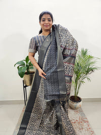 Semi Ghicha Digital Printed Saree -Grey