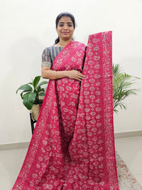 Bhagalpuri Batik Print - Pink with Maroon