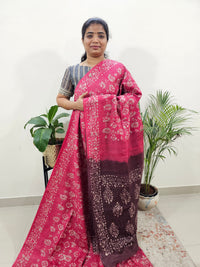 Bhagalpuri Batik Print - Pink with Maroon