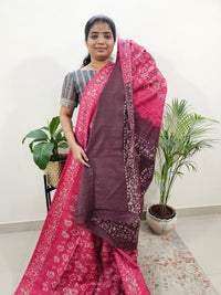 Bhagalpuri Batik Print - Pink with Maroon