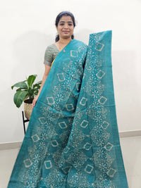 Bhagalpuri Batik Print - Sea Green with Blue