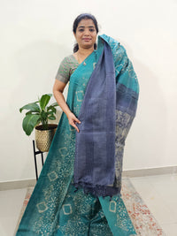 Bhagalpuri Batik Print - Sea Green with Blue