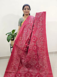 Bhagalpuri Batik Print - Pink with Maroon