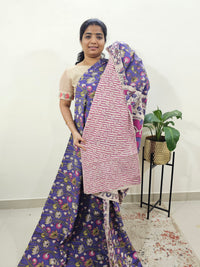 Cotton Kalamkari Saree - Dark Lavender