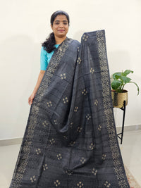 Bhagalpuri Batik Print - Grey with Sea Green