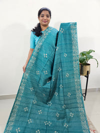 Bhagalpuri Batik Print - Sea Green with Blue