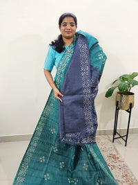 Bhagalpuri Batik Print - Sea Green with Blue