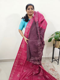 Bhagalpuri Batik Print - Pink with Maroon